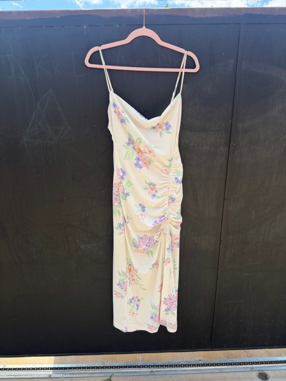 Zara Cream Midi Dress with Pastel Floral Print wedding guest garden party